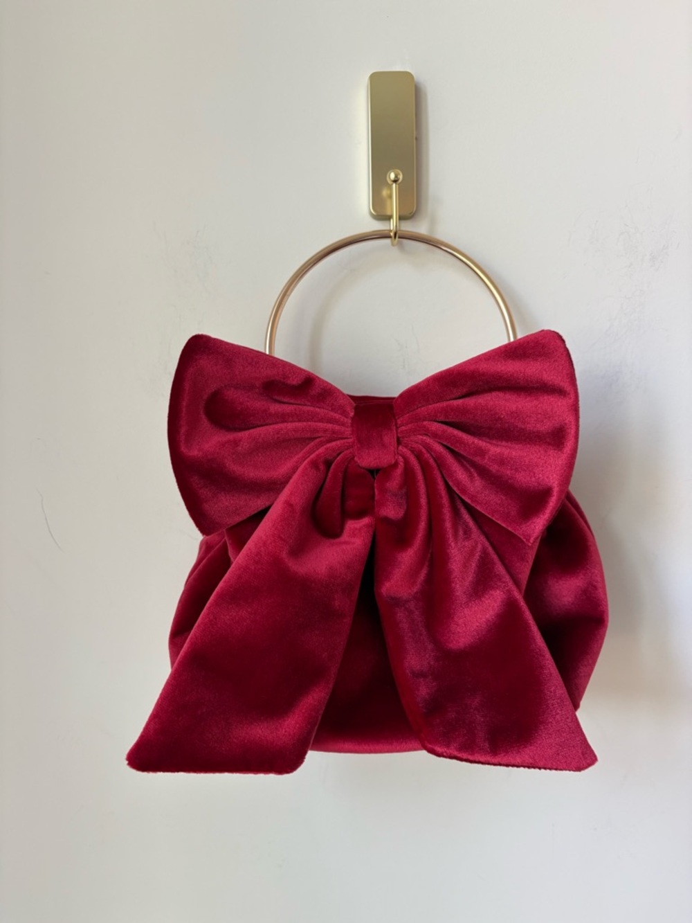 House of Harlow Red Bow Mini Bag Velvet Valentine's Holiday Cocktail Christmas